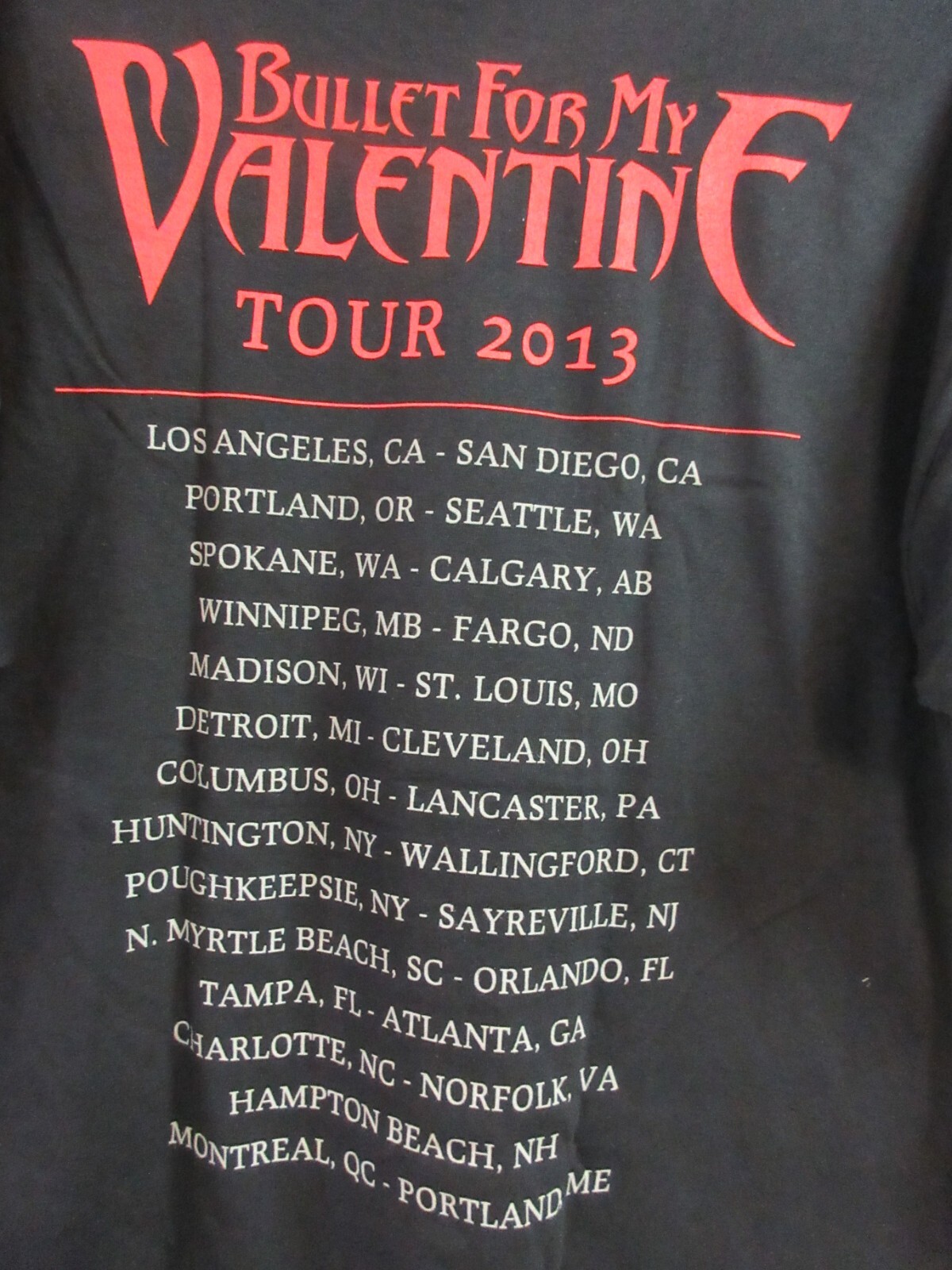 BULLET FOR MY VALENTINE OFFICAL MERCH 2013 BAND CONCERT MUSIC SHIRT LARGE