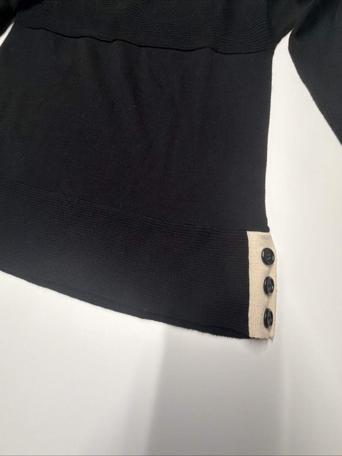 Gwen Stefani L.A.M.B. sweater Black With White Trim And Black Buttons