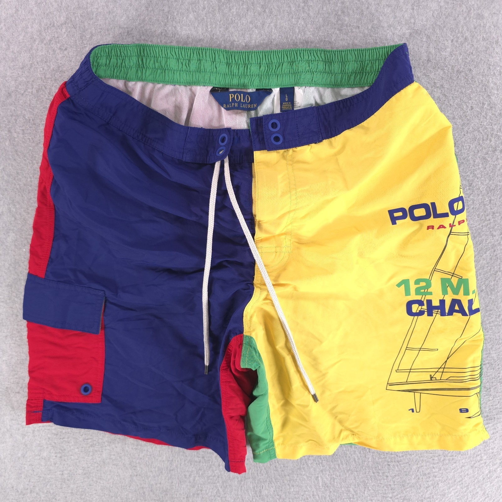 Polo Sport Ralph Lauren 12 M Yacht Challenge Colorblock Swim Trunks Mens 31×8