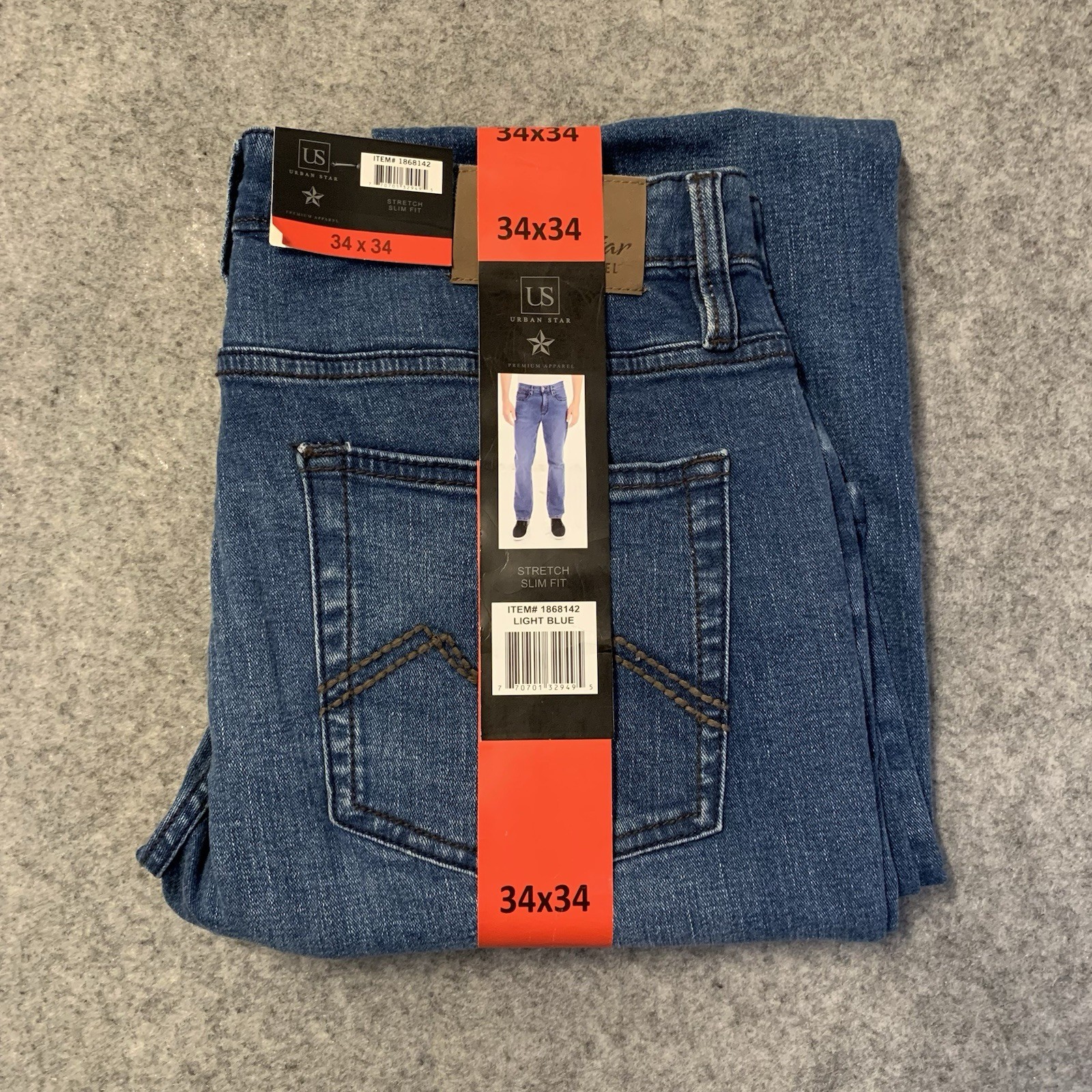 Urban Star Jeans Mens Blue Straight Stretch Various Sizes NEW