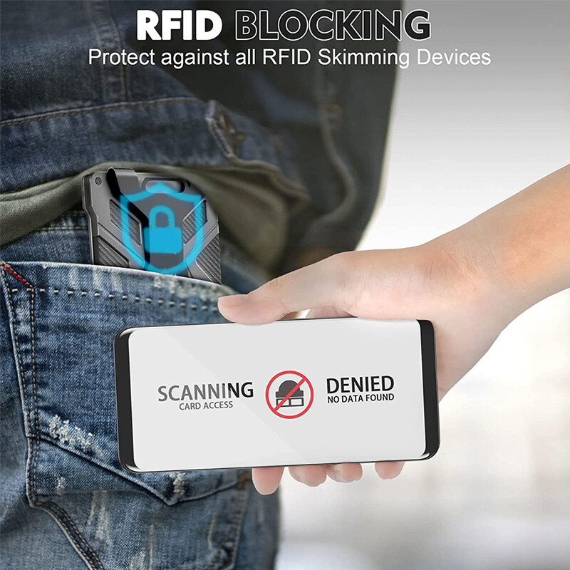 Men Wallet Slim Metal Wallet Tactical Card Holder RFID Money Clip Wallet Men