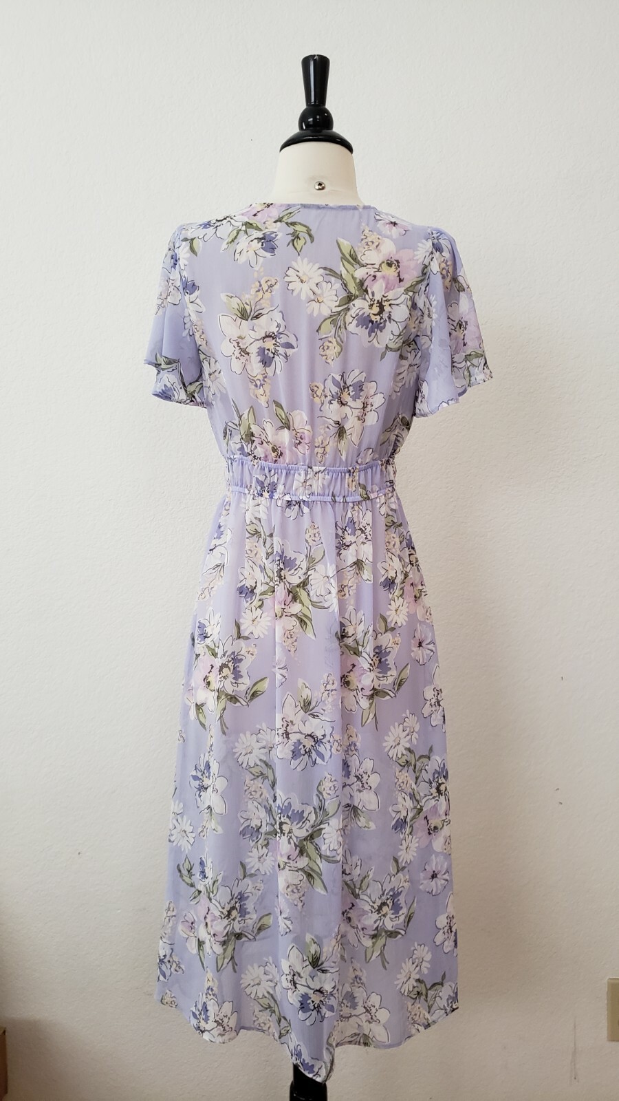 Anthropologie Top New Size Medium Purple Kimono Floral Sheer Chiffon Coquette