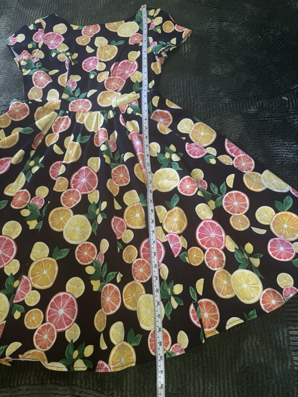 Eva Rose 50s Style Citrus Fruit Fit & Flare Dress Rockabilly Lindy Hop Size M