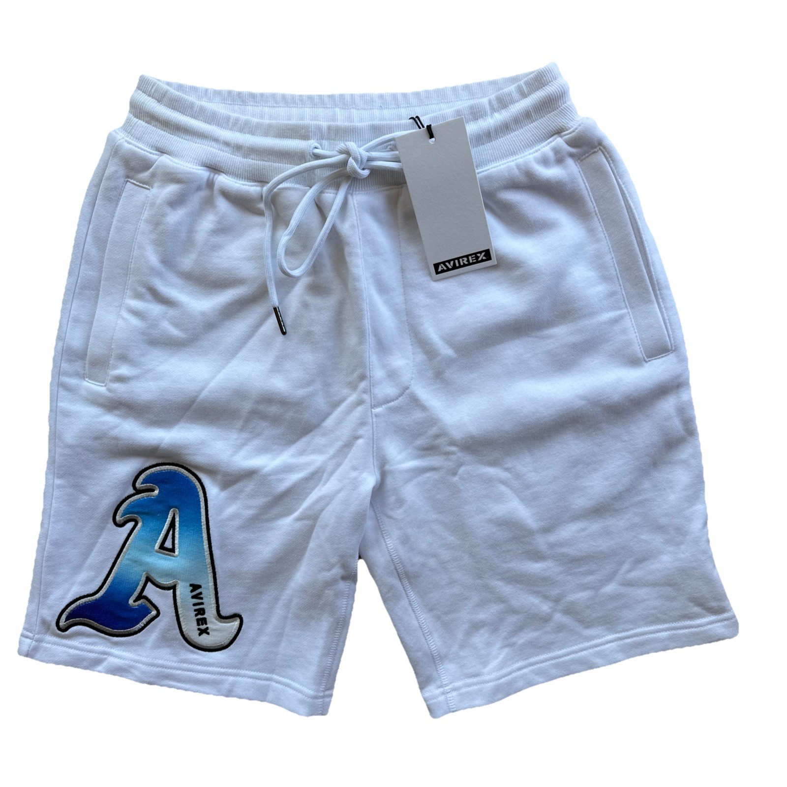 Avirex White /Blanc 100% Cotton Size Small Embroidered Shorts MSRP:$168/-New