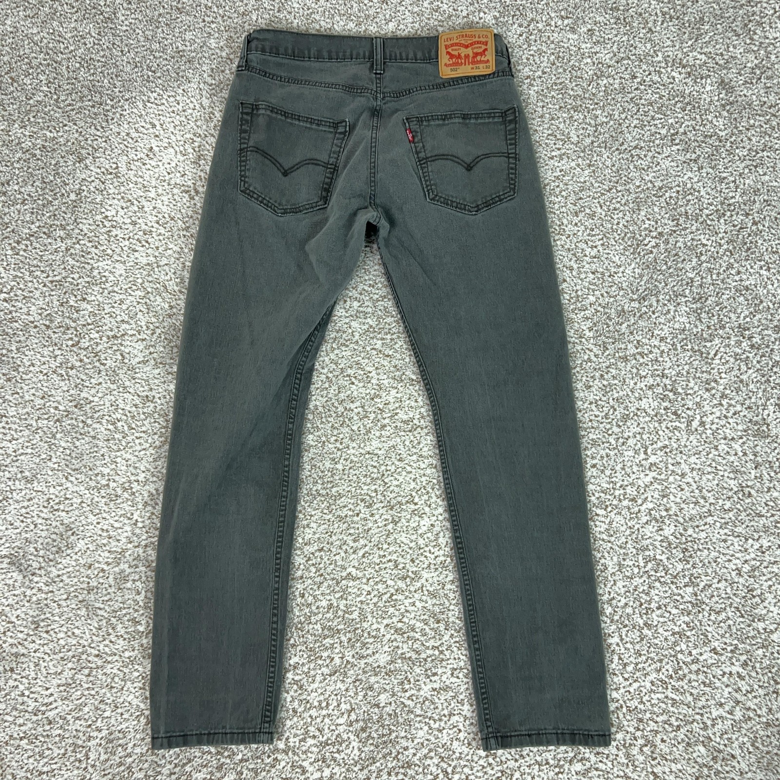 Levis 502 Jeans Mens 31×32 Gray Regular Tapered Stretch Denim Charcoal Wash