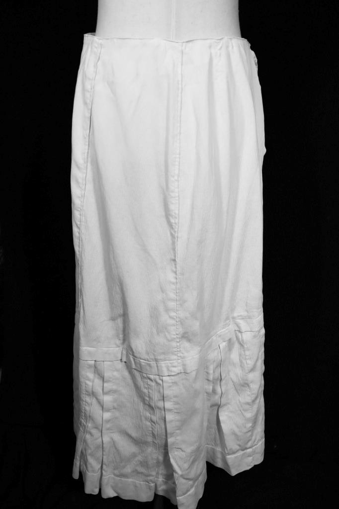 Antique Edwardian French White Cotton Petticoat Size Medium 30″ Waist VG Cond