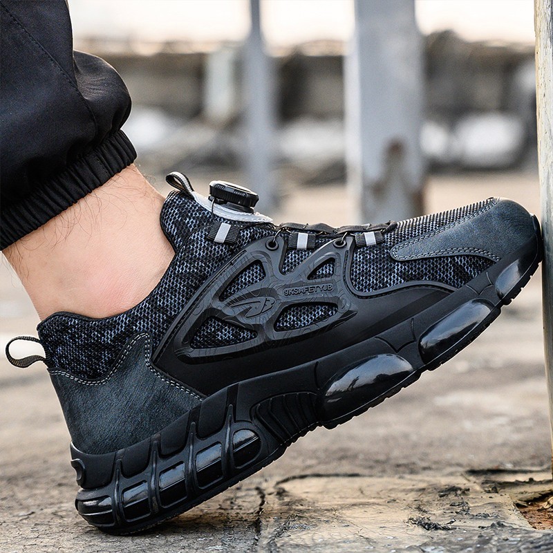 New Anti-smash Men Steel Toe Work Shoes Lightweight Breathable Work Sneaker