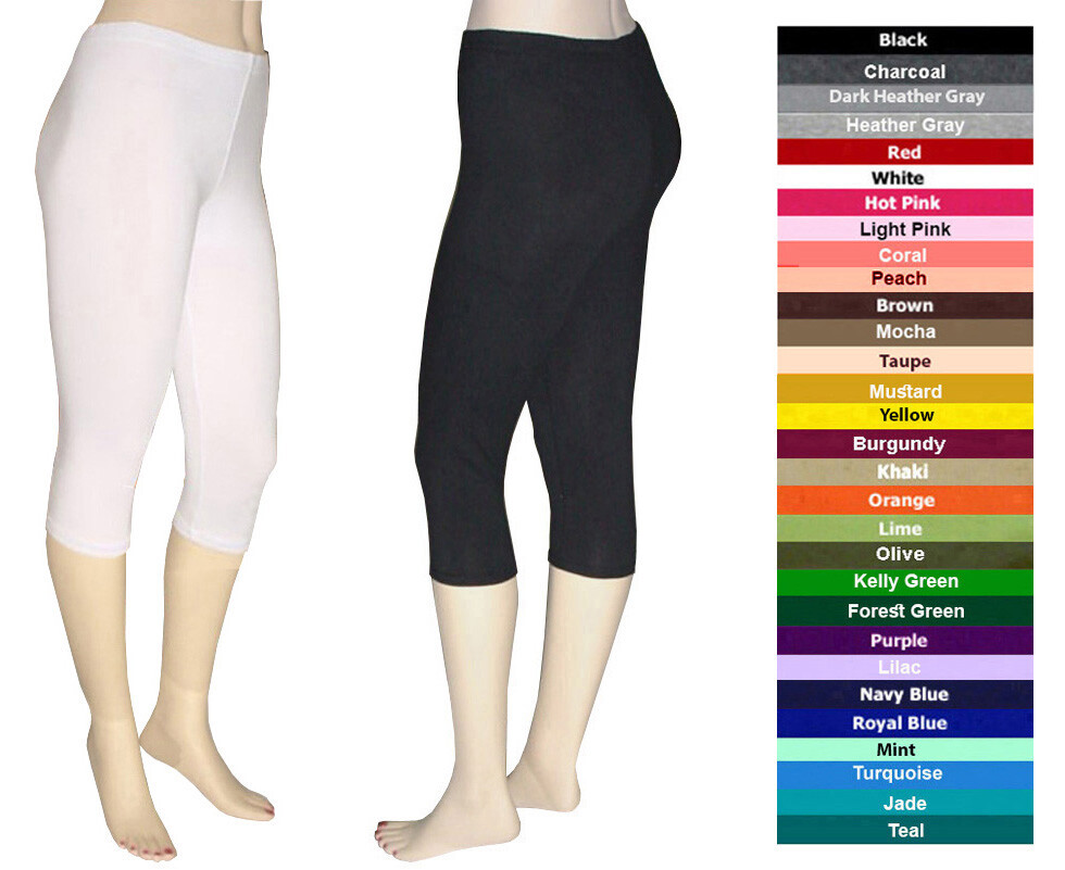Cotton Spandex Capri Yoga Leggings Women Size S – 5XL 30 Colors USA