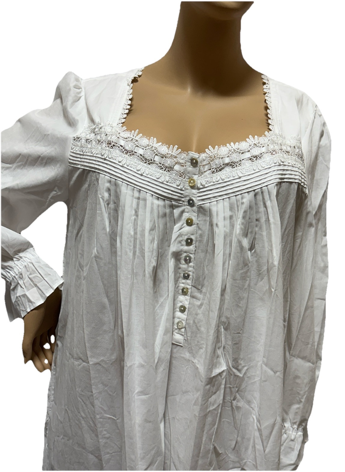 Eileen west nightgown Large Cotton Lawn Ballet With Pockets White