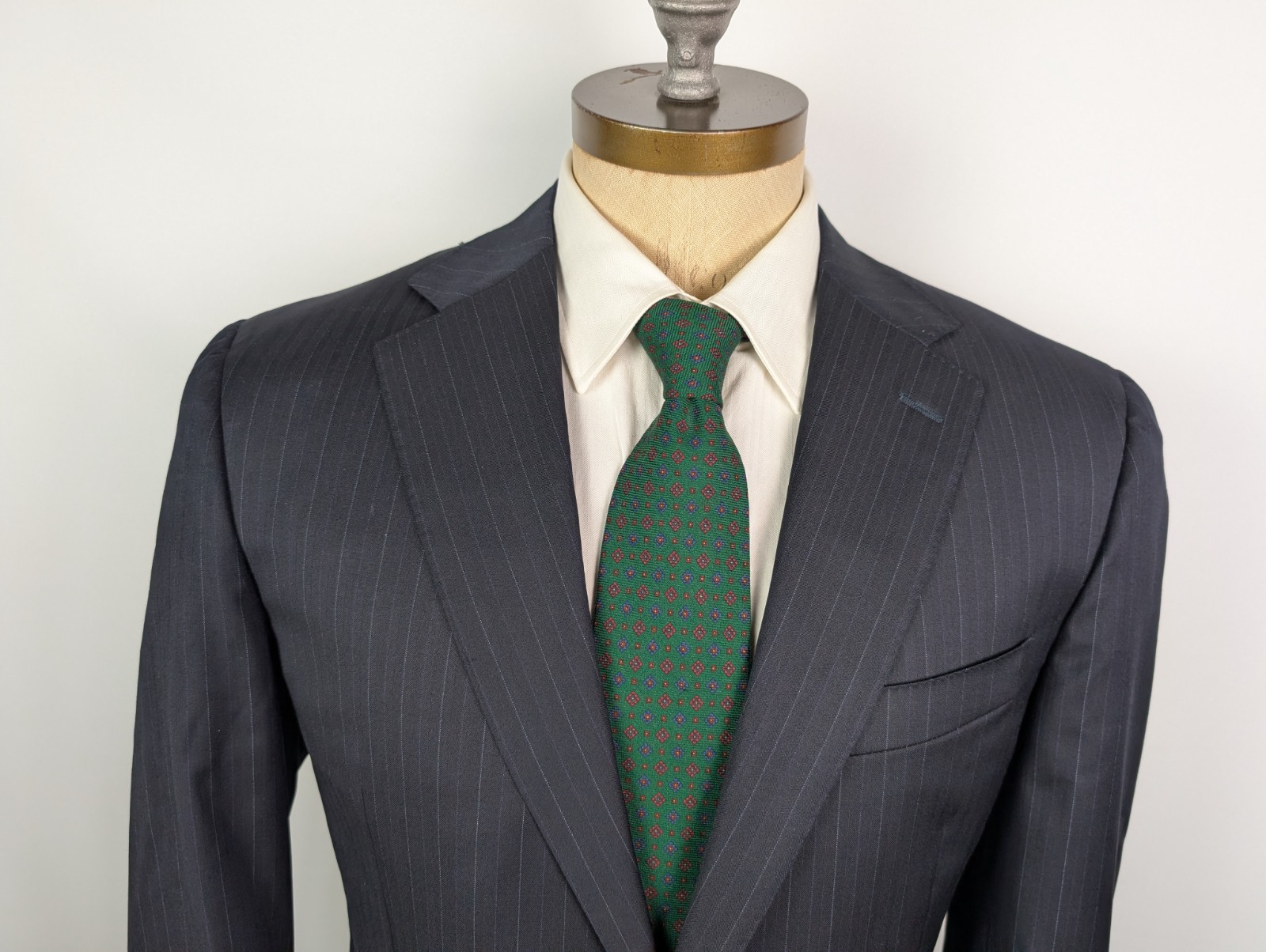CANALI Suit Wool Navy Blue Stripe Dual Vent Jacket Pants Sz 52R IT 42R US Italy