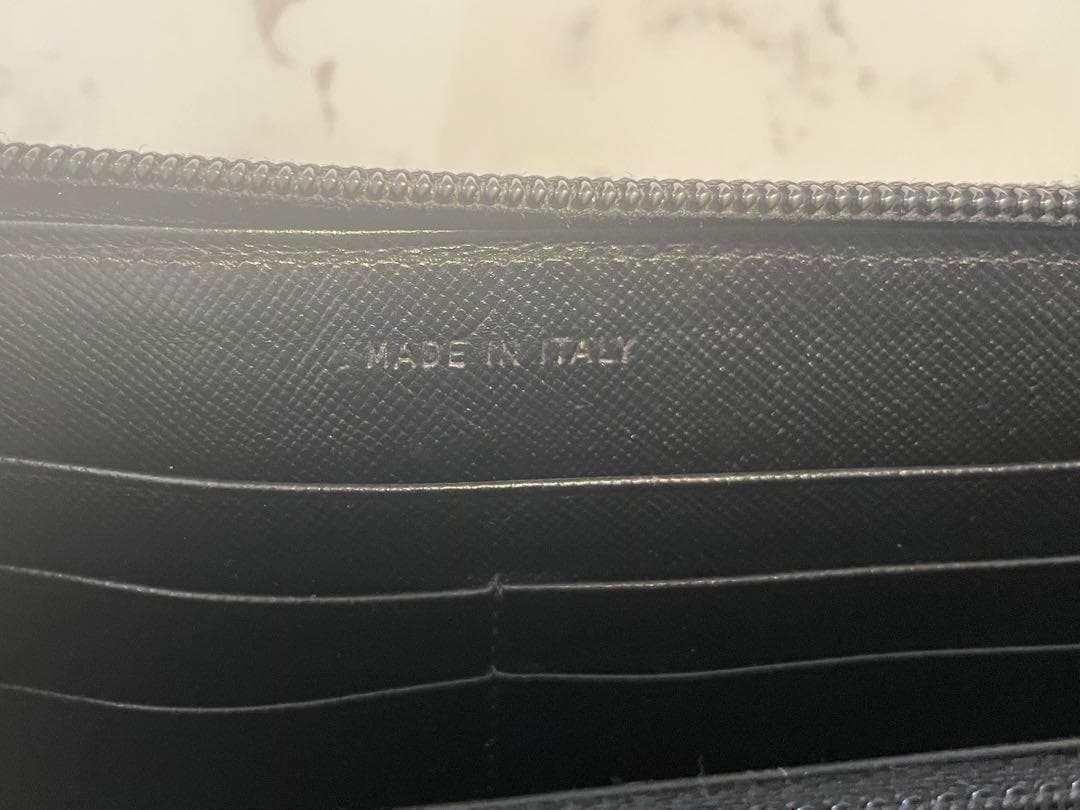 PRADA Long Wallet Round Zipper Triangle Plate Nylon