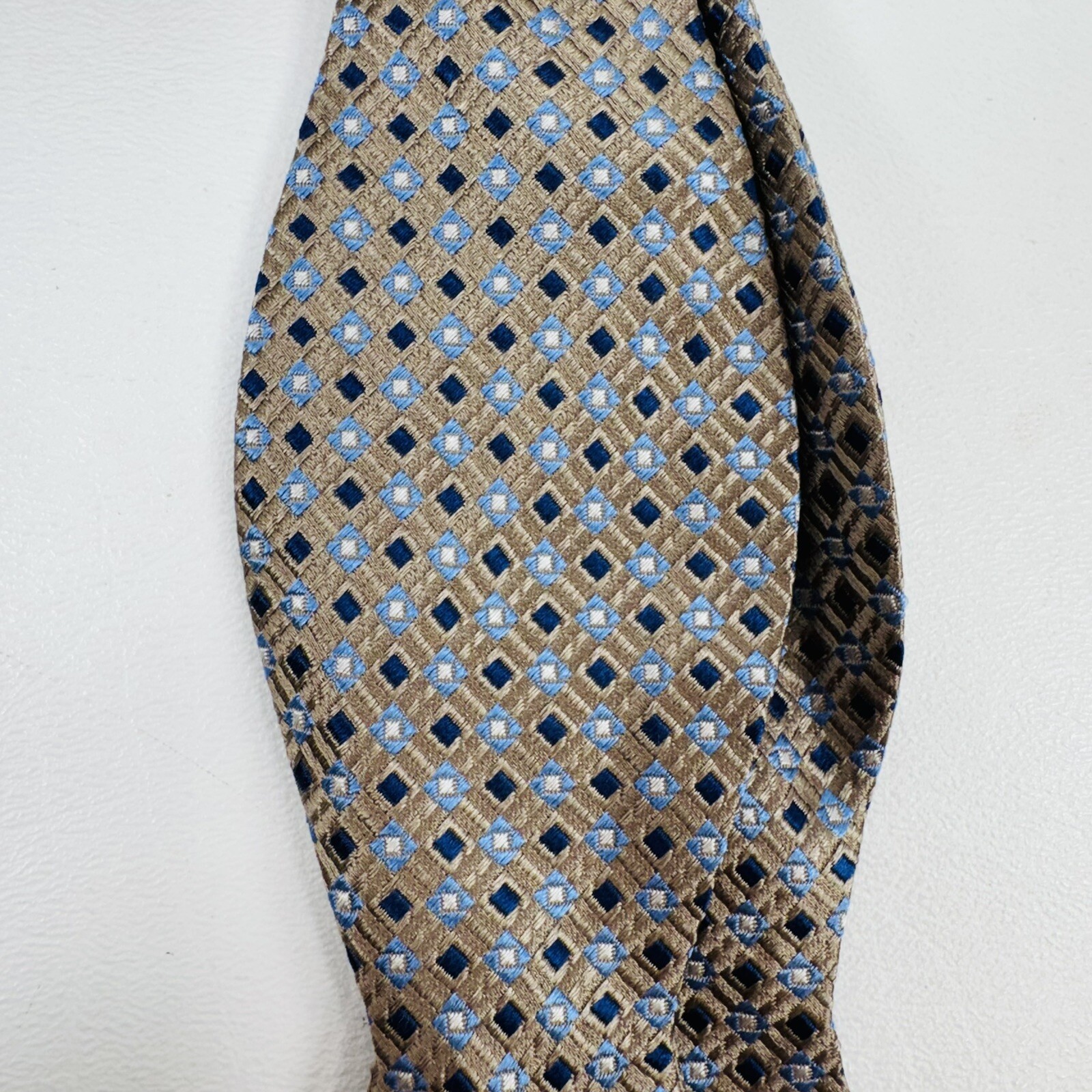 Haspel Blue & Brown Geometric Pattern Bow Tie Adjustable One Size New