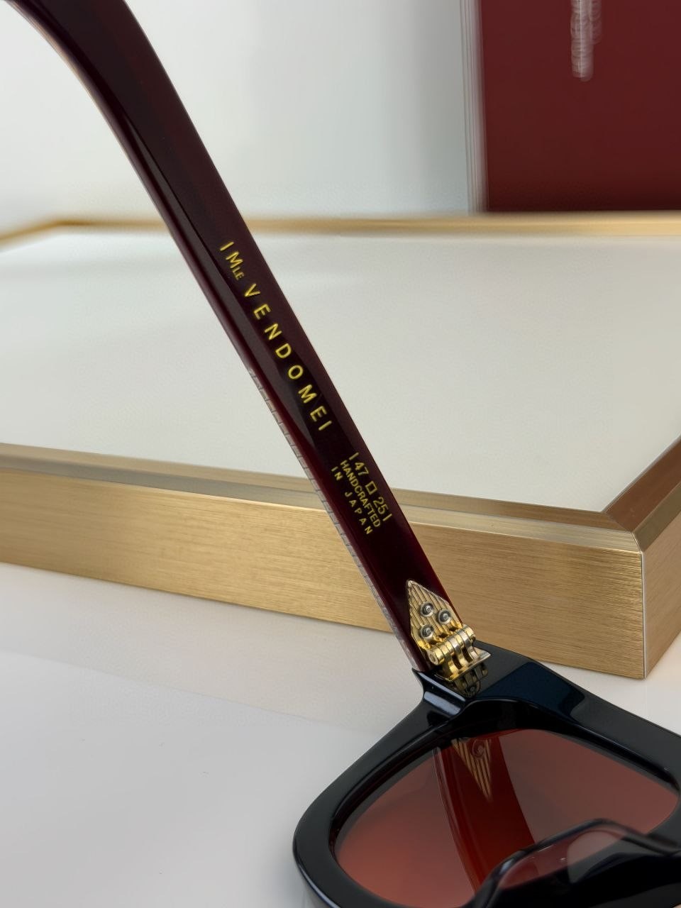 Jacques Marie Mage Luxury Sunglasses Black Acetate Frame Red Gradient Lenses Han