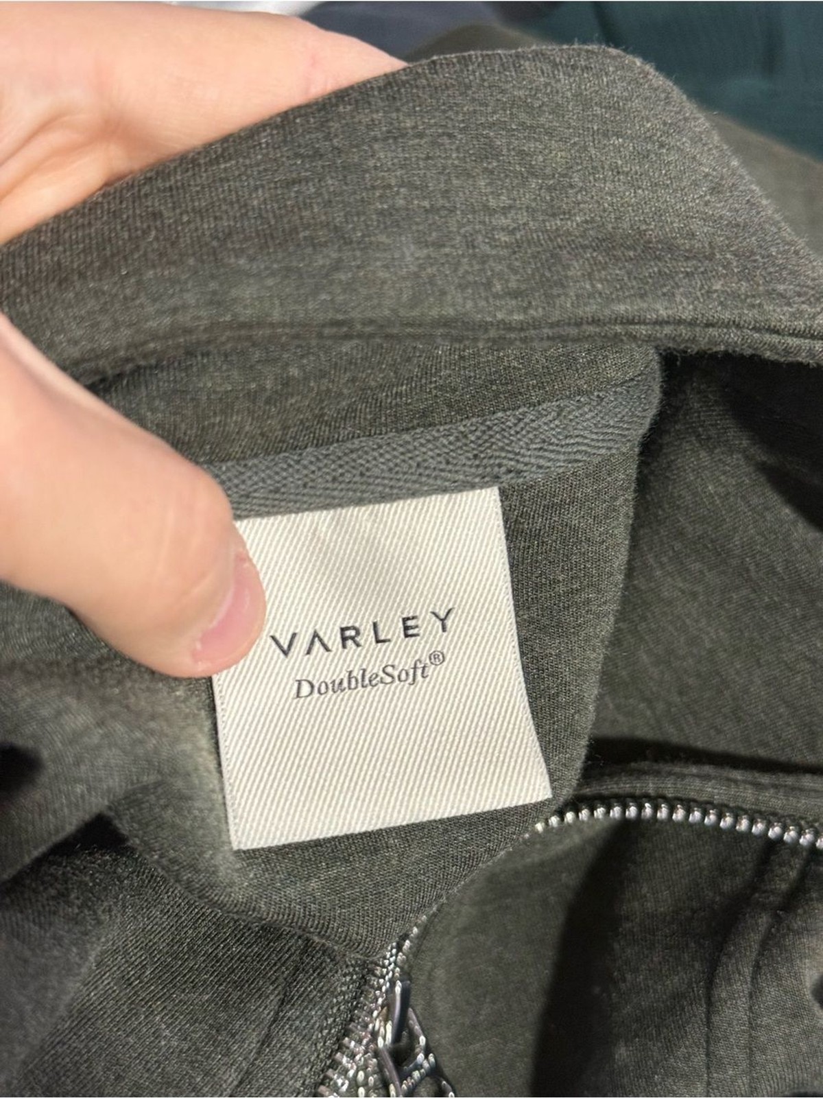 Varley Hawley Half Zip Sweatshirt in Olive Marl DOUBLESOFT Size Small