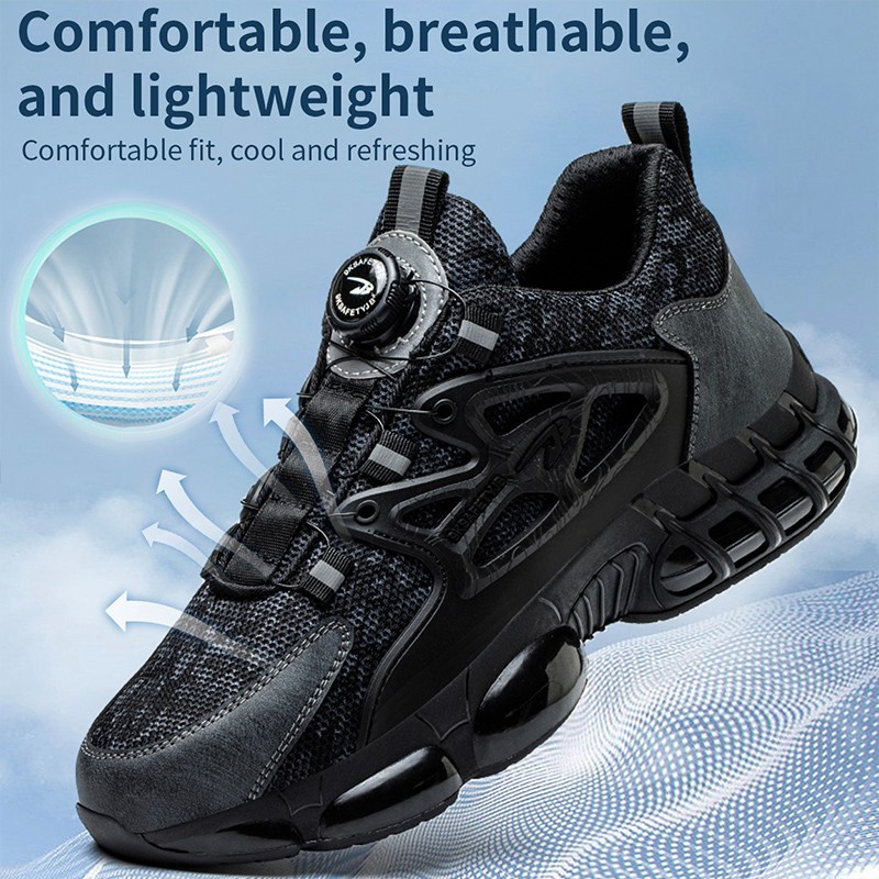 New Anti-smash Men Steel Toe Work Shoes Lightweight Breathable Work Sneaker