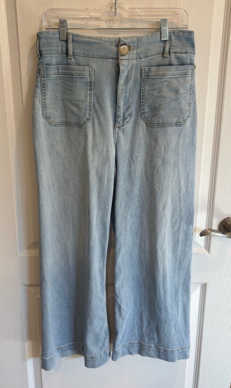 Maeve Anthropologie Women’s Light Wash Blue Wide-Leg Denim Jeans, Size 29