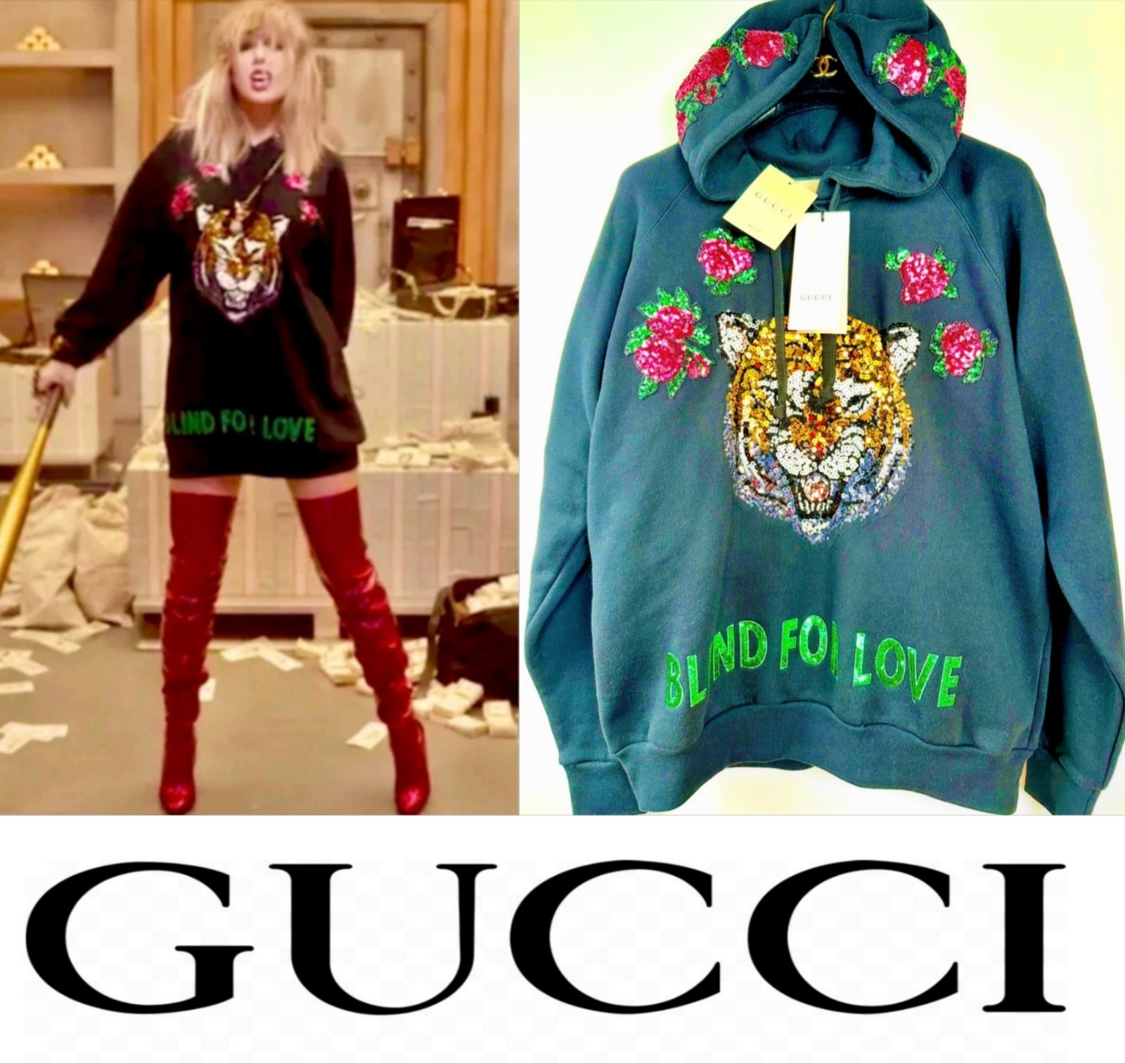 New Gucci Taylor Sequin Sweatshirt 42 44 46 6 8 10 Top Hoodie Showgirl S M L