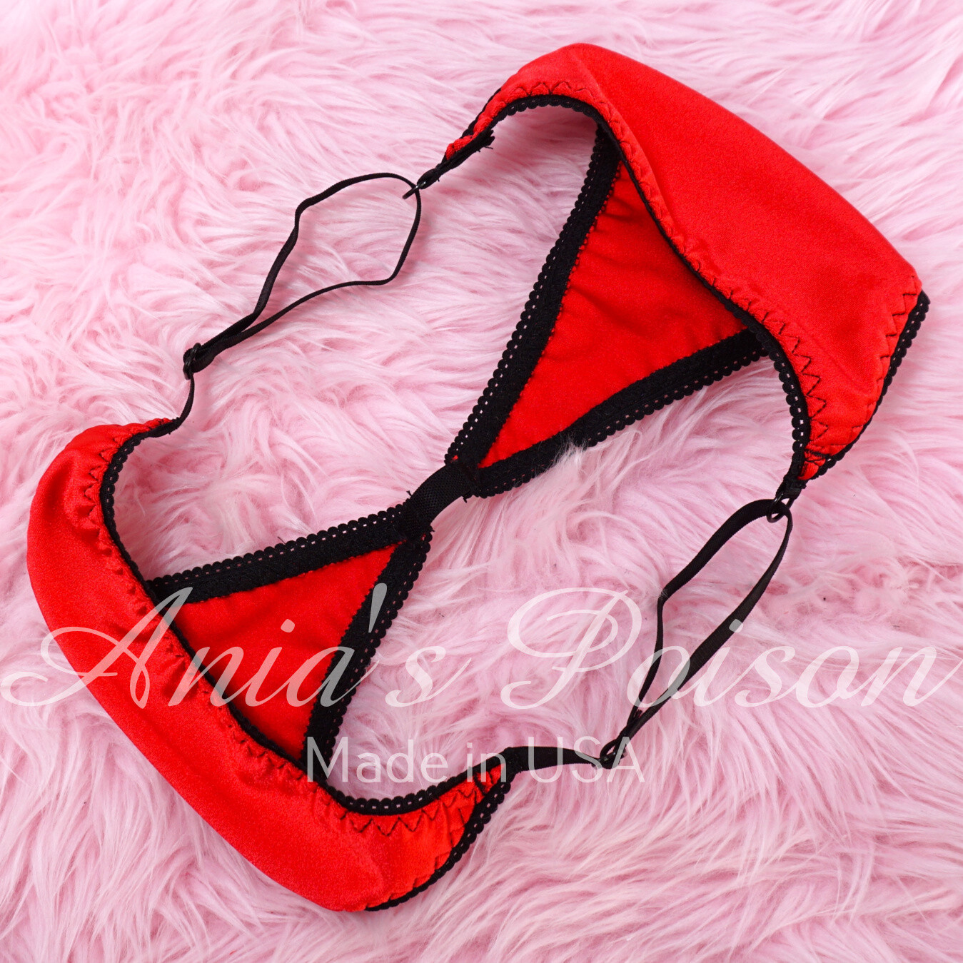spandex Stretch Satin Brazilian LYCRA Red adjustable sides Sissy ladies panties