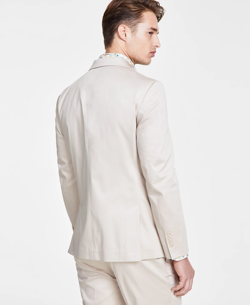$360 NEW BAR III Mens Tan Soft Cotton Slim Stretch Blazer Sport Coat Suit Jacket