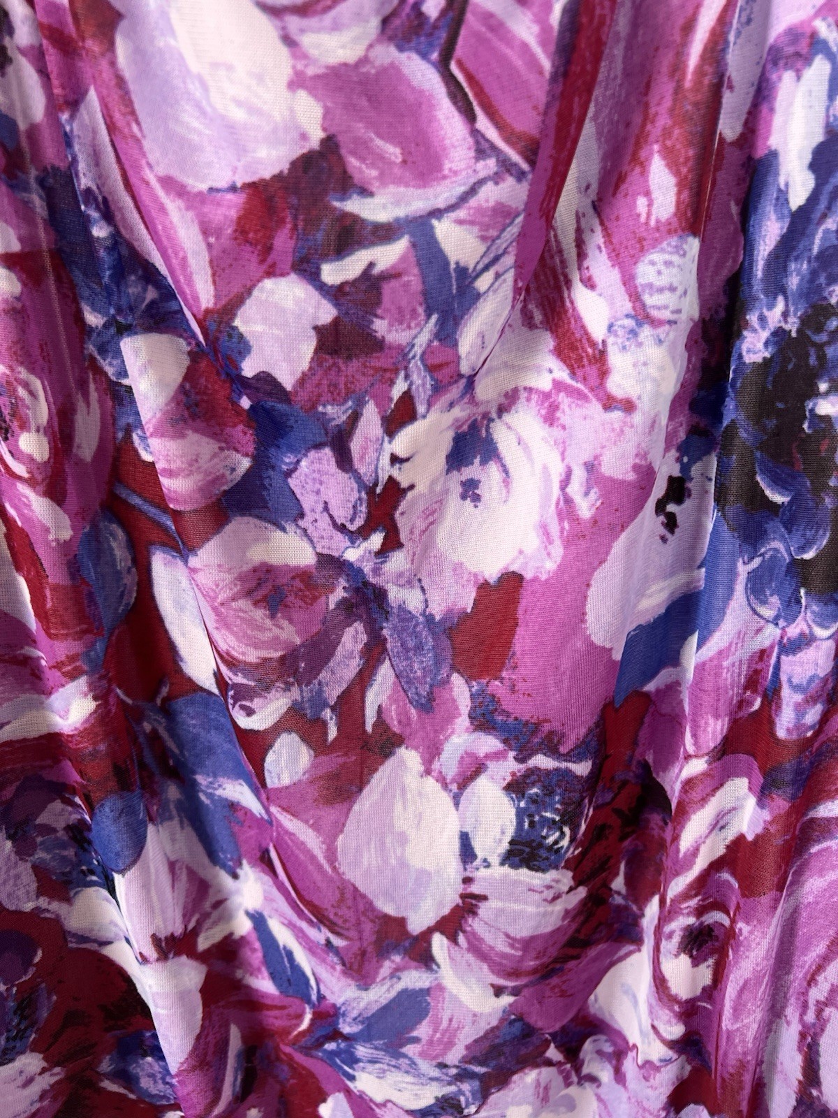 Purple Pink Blue Floral Cold Shoulder 3/4 Sleeve Scoop Neck Blouse Women 3XL