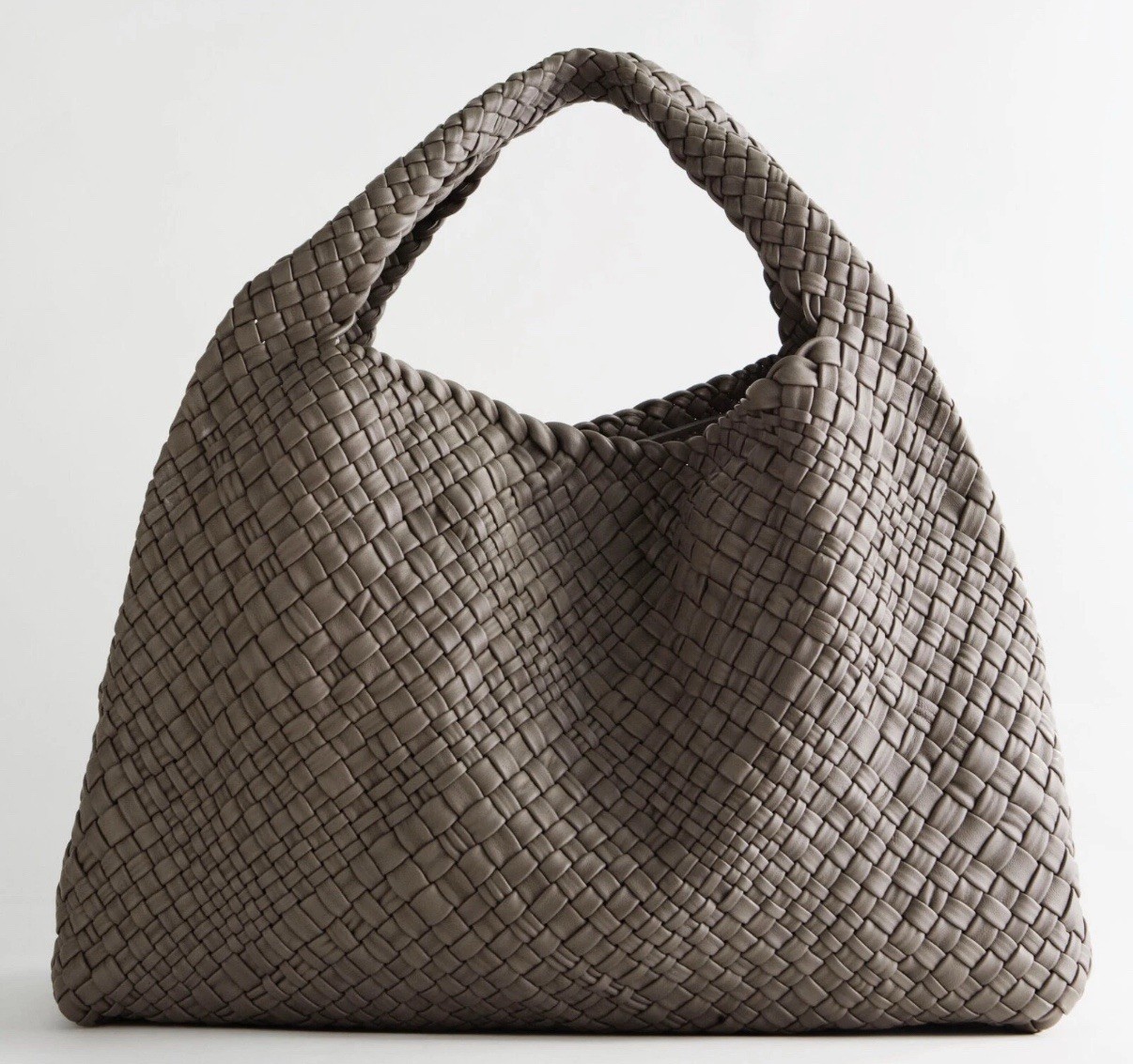 NWT FALOR MADE IN ITALY HAND MADE LEATHER WOVEN LARGE TOTE BAG TAUPE