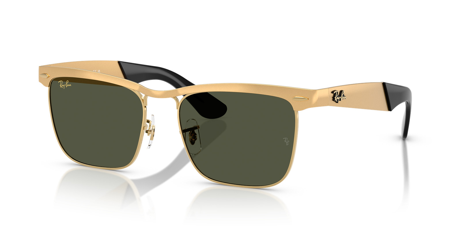 Ray-Ban Wayfarer Deluxe Sandblasted Legend Gold/Green 56 mm Sunglasses RB3875