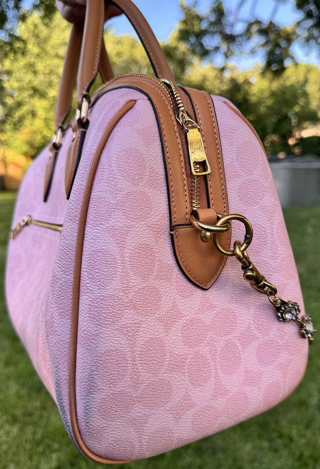 USED* Coach Rowan Large Satchel Bag In Signature in Powder Pink