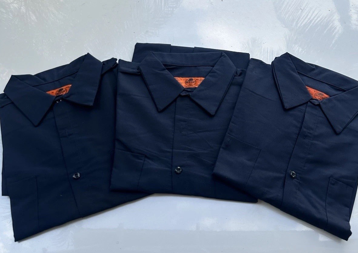 Lot Of 4 Red Kap Navy Blue Work Shirts Size Large LN In Short Sleeve #SP24NV5