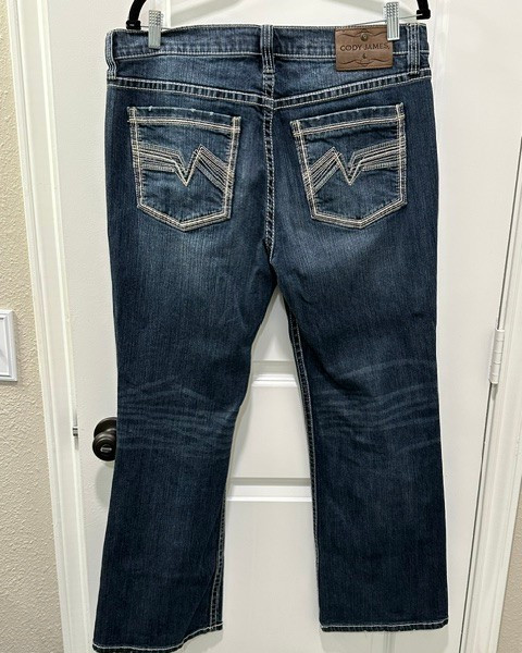 Cody James Bootcut Jeans Mens 34×30 Dark Wash Thick Stitch Western Cowboy