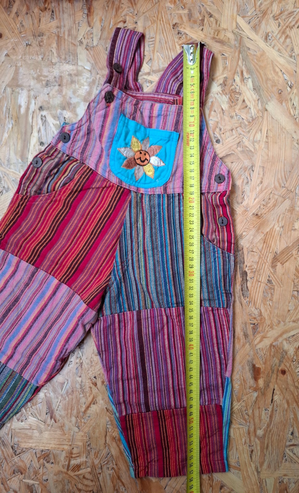 Nepal Patchwork Cotton Toddler Overalls Dungarees 9-12M Boho Hippie