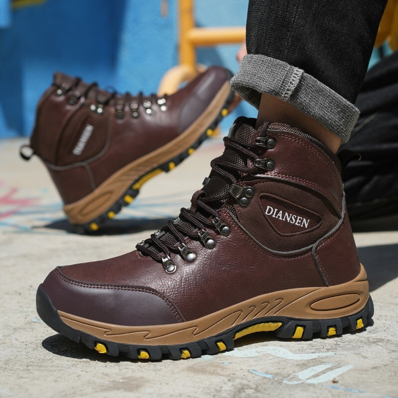 Non Slip Men’s Steel Toe Work Boots Construction Waterproof Leather Safety Shoes