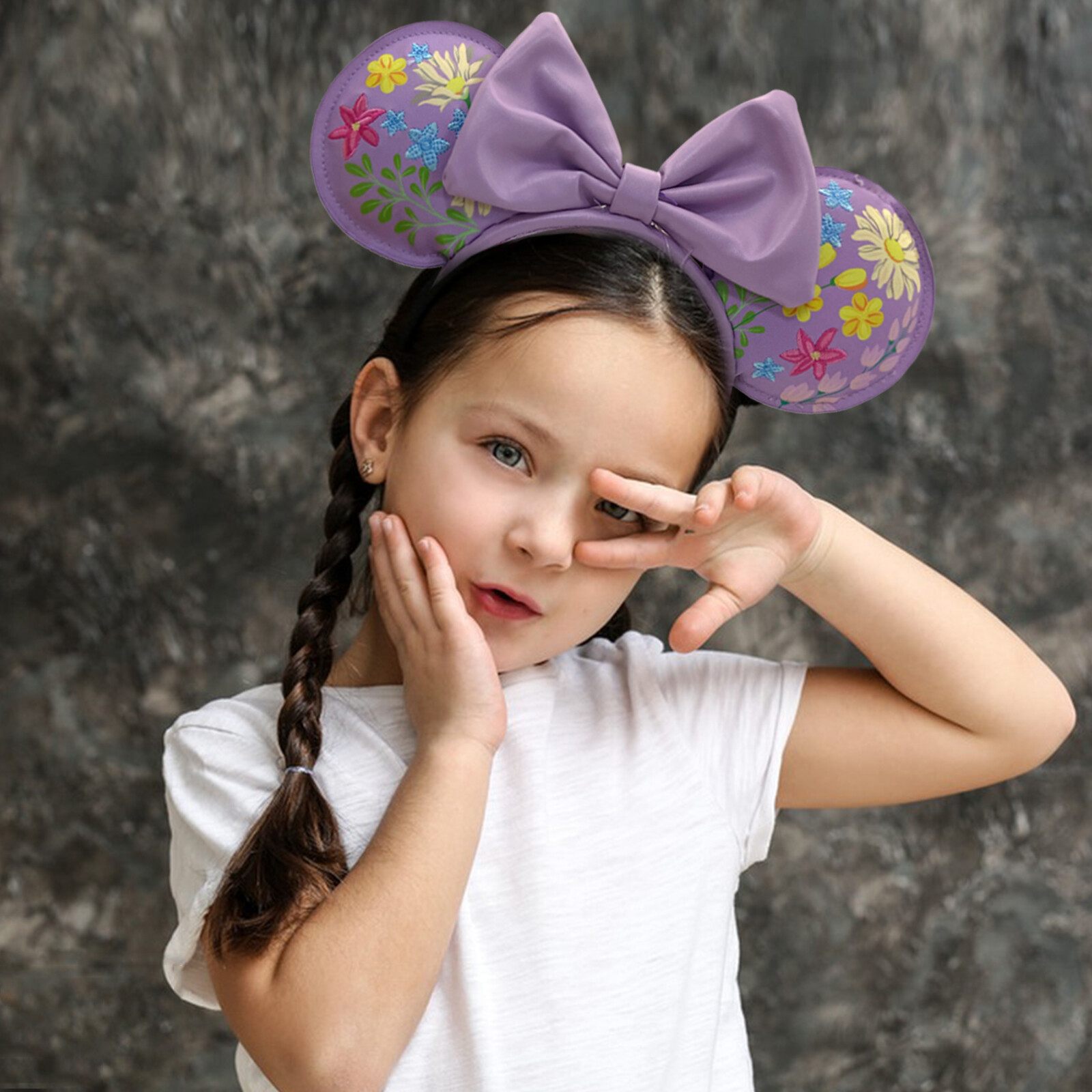 2025 Loungefly DisneyPark’s Anniversary Flower Headband Minnie Ears Purple Mouse