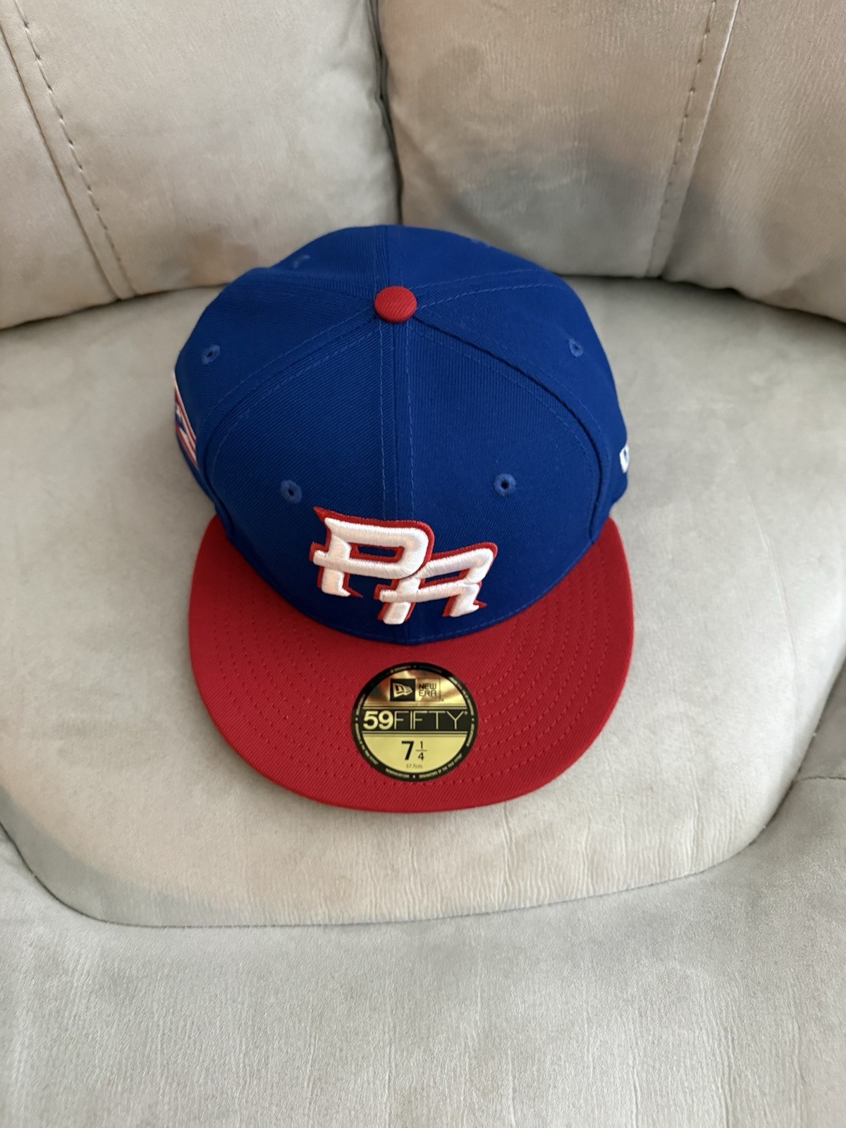 New Era Puerto Rico Flag Colorblock Fitted Baseball Cap Blue/Red/White 7 1/4
