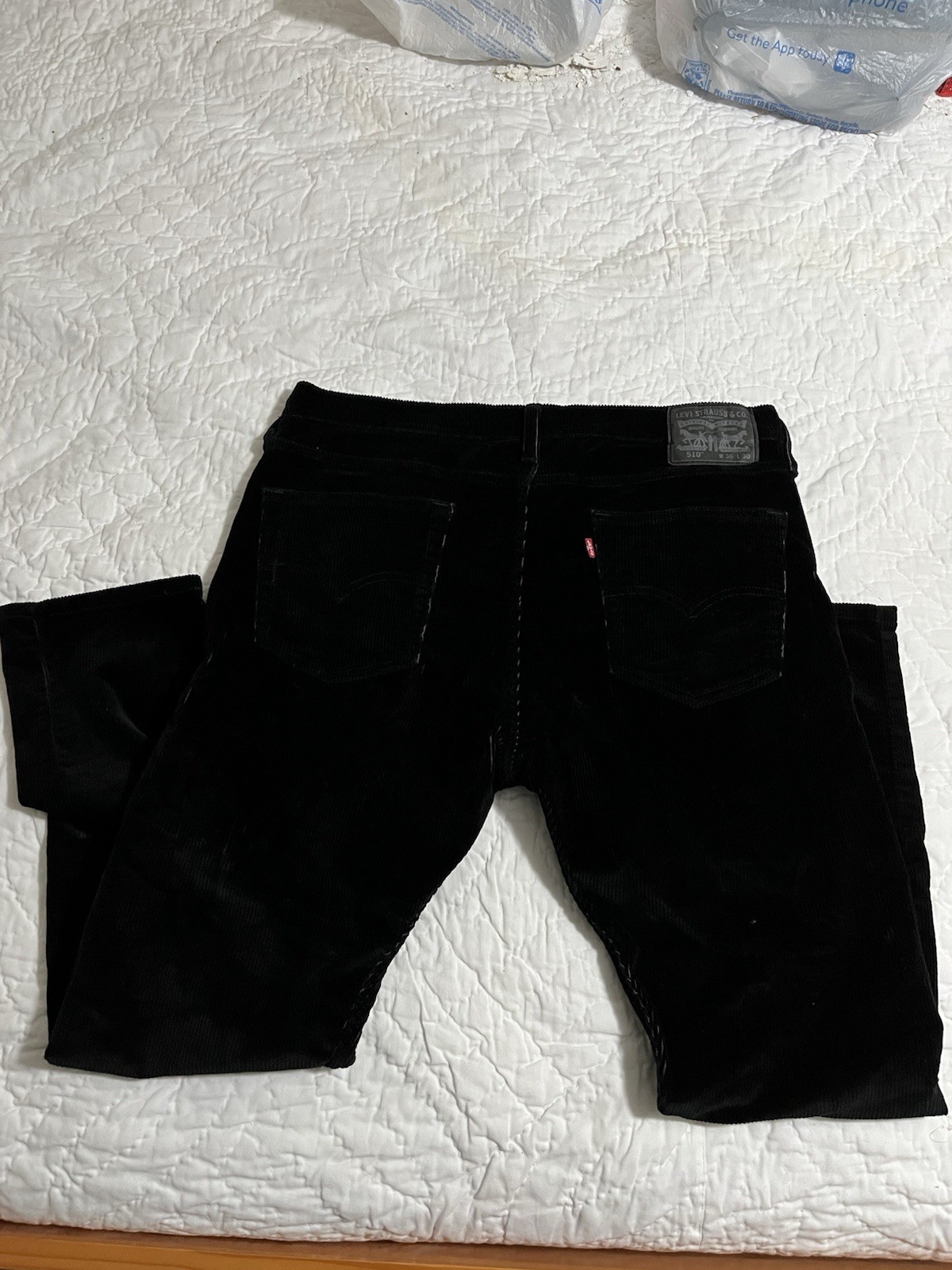 Levi’s Men’s Black Corduroy Jeans Low Rise 5-Pocket 36/30