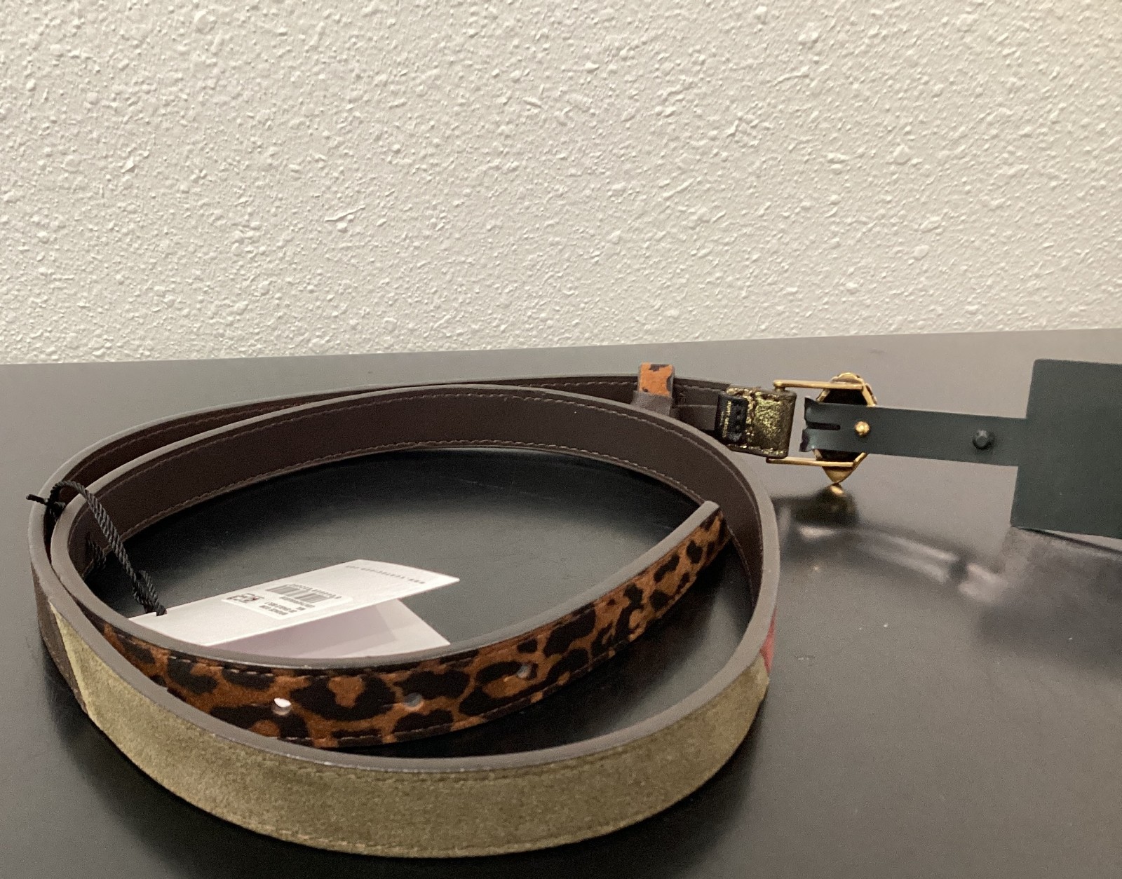 Kurt Geiger Rainbow Eagle Belt 41″ L x 0.75″ Wide Multicolor Suede Pin Buckle