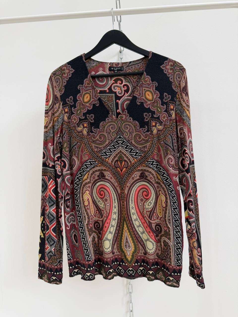 ETRO Milano Paisley Wool Blend Long Sleeve Top
