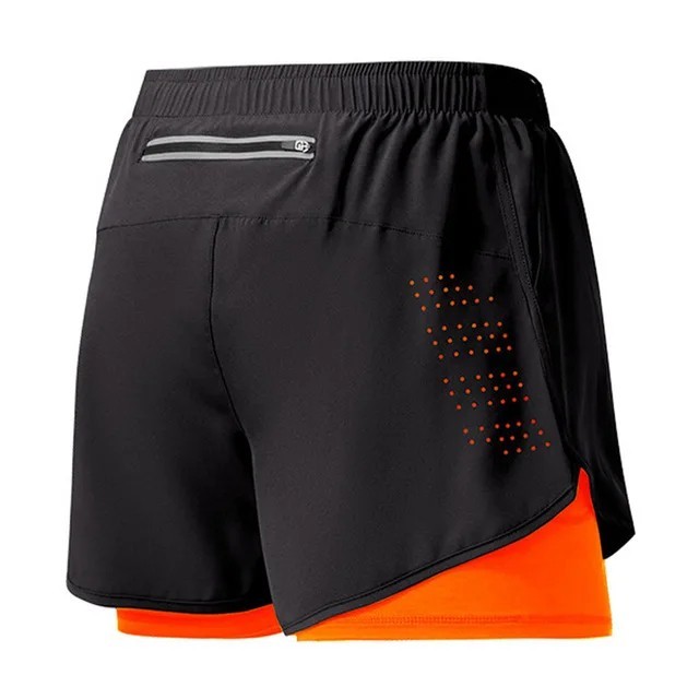 Men’s Fast Dry Running Shorts Double Layer Comfort Zip Pockets Gym Fitness Gift