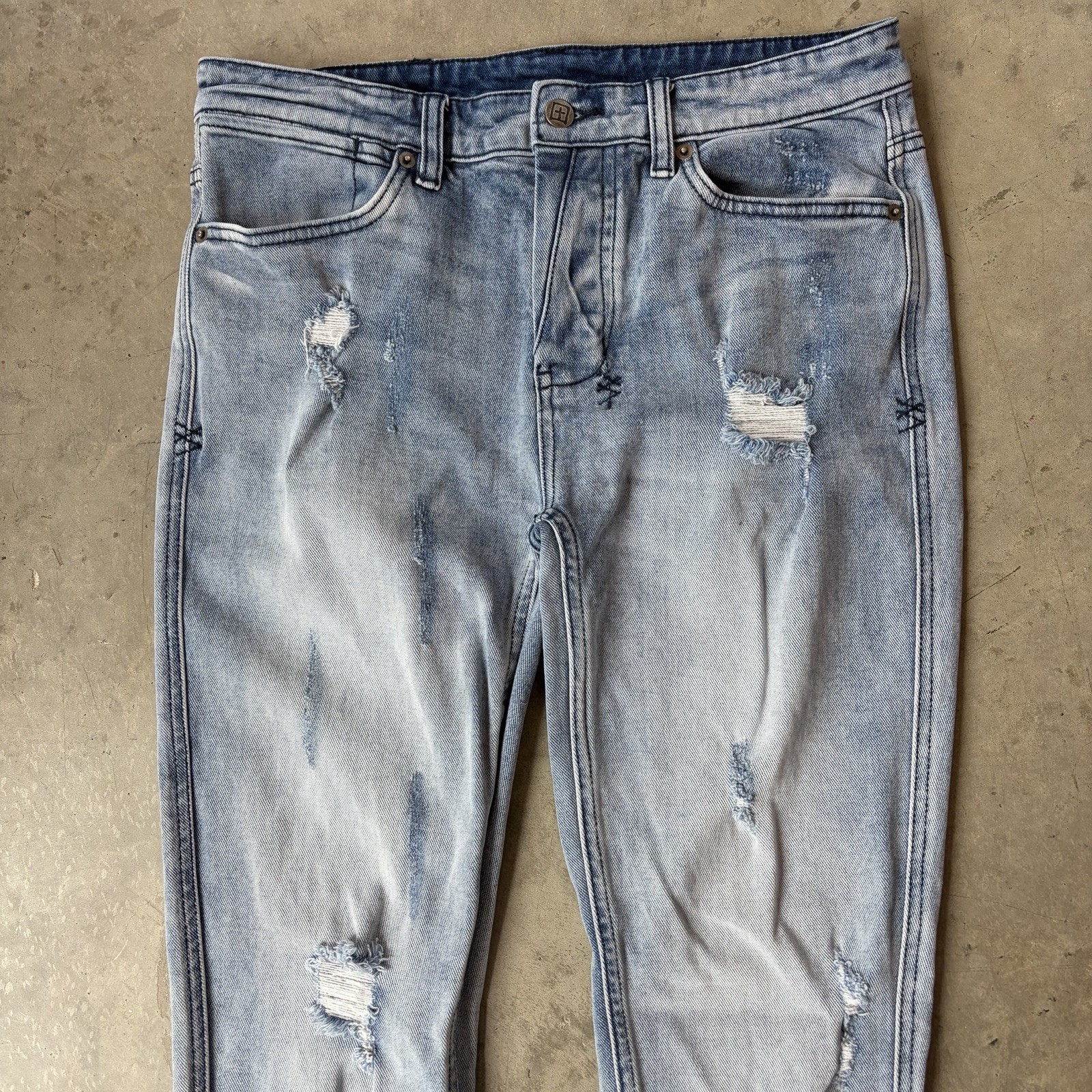 Ksubi Van Winkle Trashed Dreams Jeans Denim Distressed Skinny Light Wash 31×32