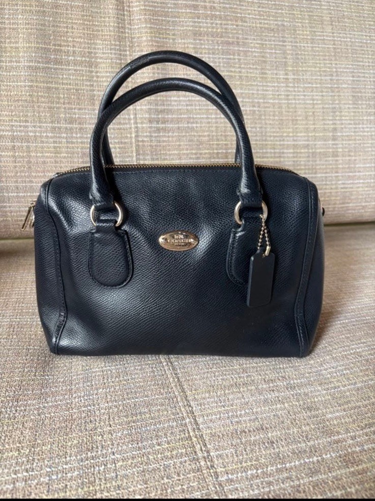 COACH F33329 Mini Bennett Satchel Black Pebbled Leather 2Way Crossbody Bag EUC