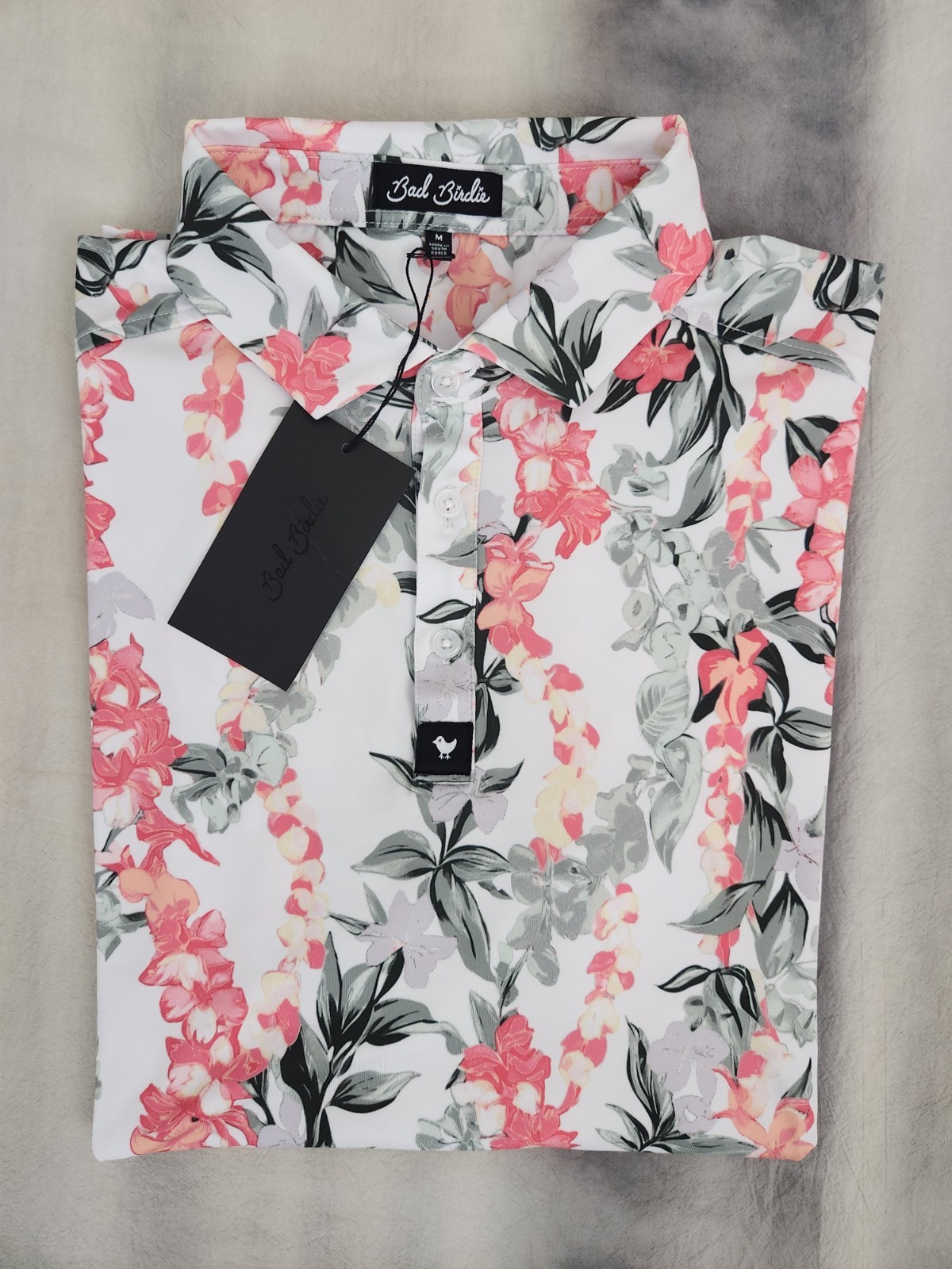 Bad Birdie Core Polo Lei’d Brilliant White Men’s Size Medium New With Tags