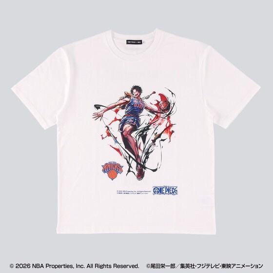 ONE PIECE × NBA T-Shirts ACE×New York KNICKS BLACK、White