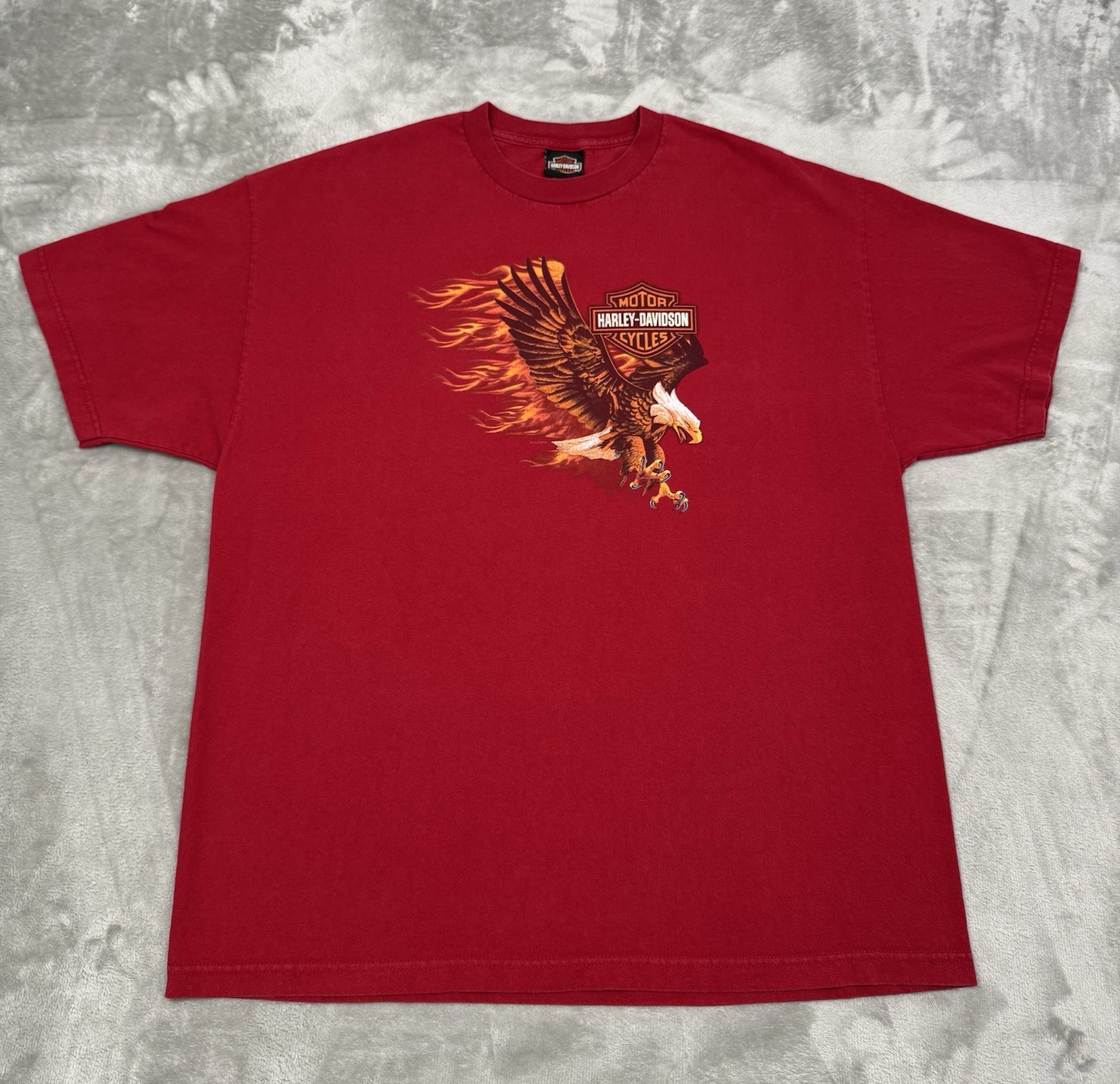 Vintage Harley Davidson T-Shirt Mens 2XL Red Graphic Flaming Eagle Moto Biker