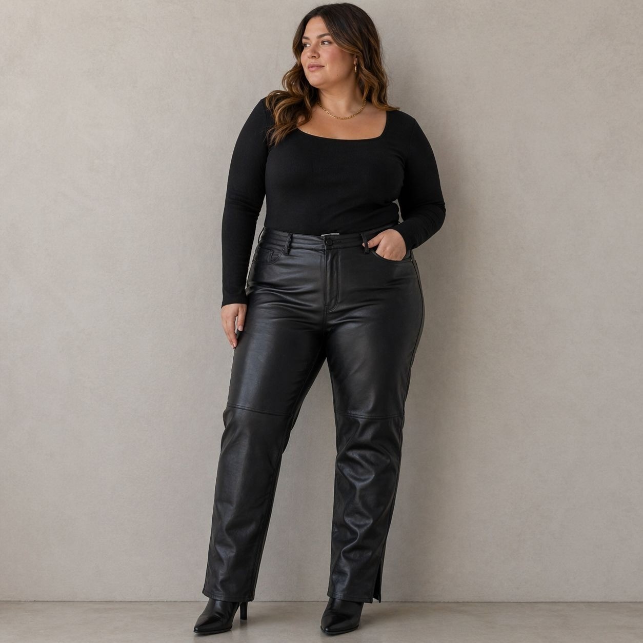 Good American Faux Leather Pants Black Size 15 High Rise Straight Leg 1X