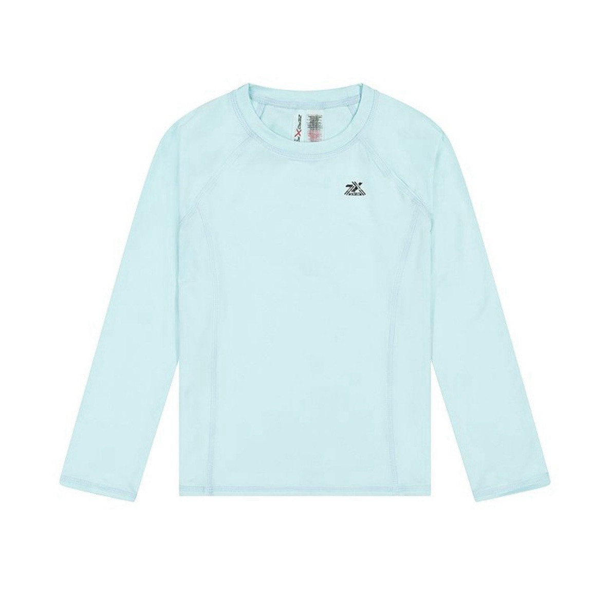 ZeroXposur Girls Long Sleeve Rash Guard Swim Top Solid Light Blue Size 14