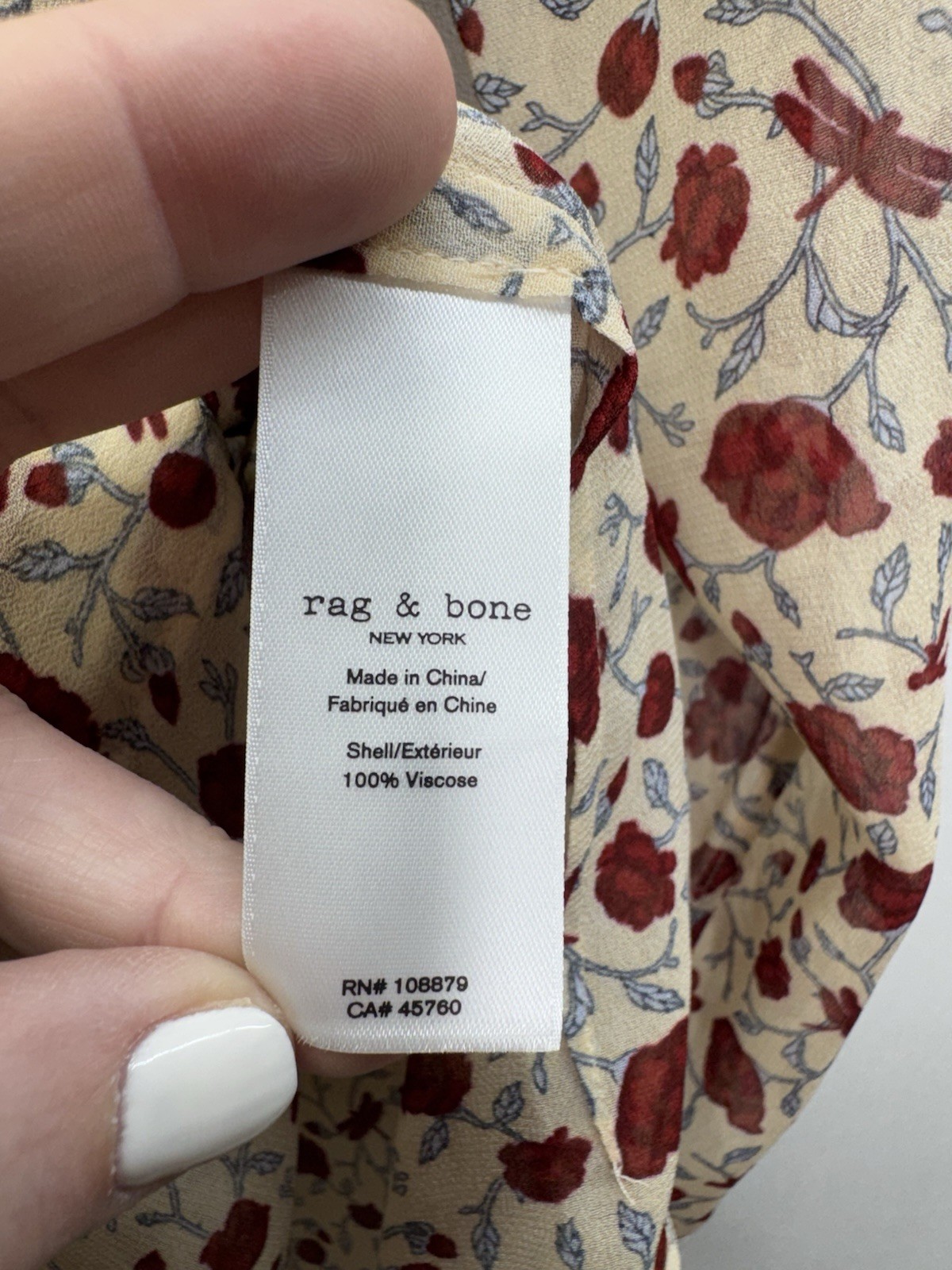 Rag & Bone NWT Farren Red Floral Western Inspired Viscose Shirt Pearl Snap M