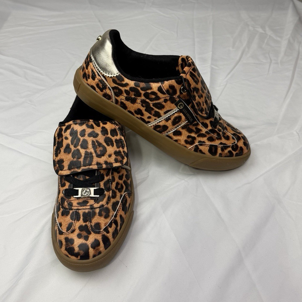 G by GUESS women’s Leopard Animal Print Lace Up Sneakers Brown Black Gold US 8