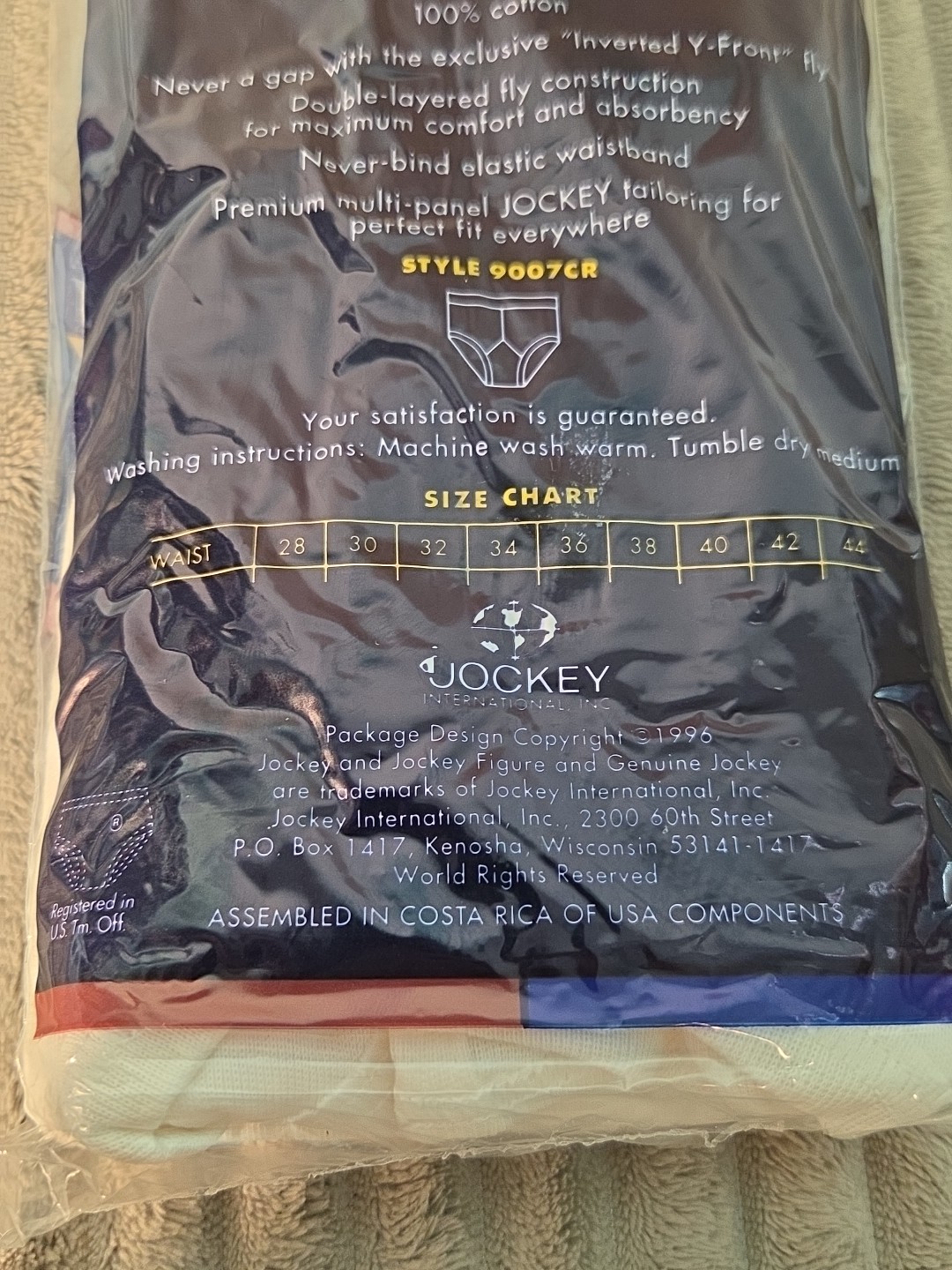 Vtg 1996 Jockey Briefs 3 Pack Men 28 Inverted Y Fly White Classic Underwear NOS