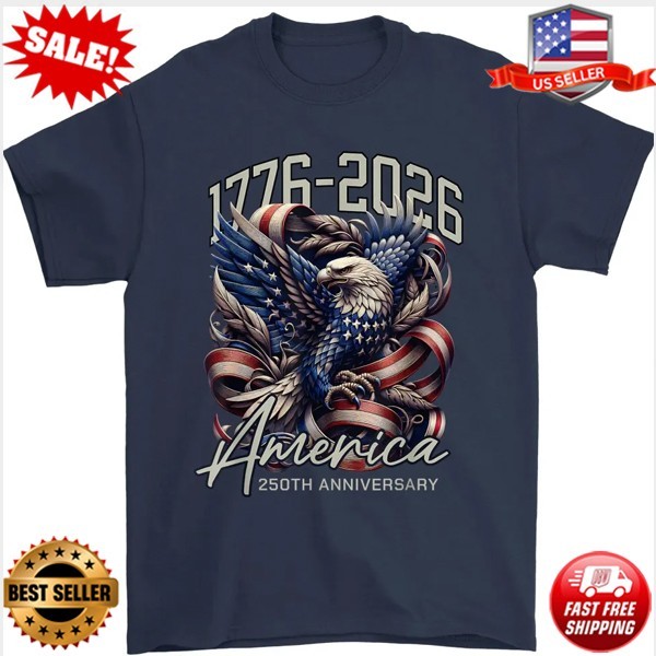 250 Years American Flag T-Shirt With USA Eagle Unisex T-Shirt | S-5XL