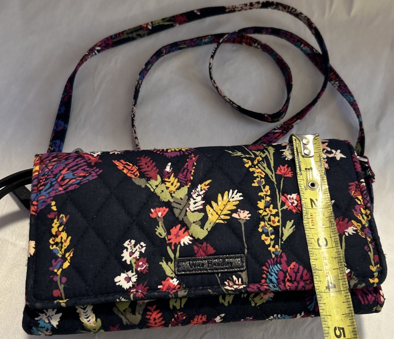 Vera Bradley Midnight Wildflowers All-In-One Crossbody Wristlet Wallet Navy Blue