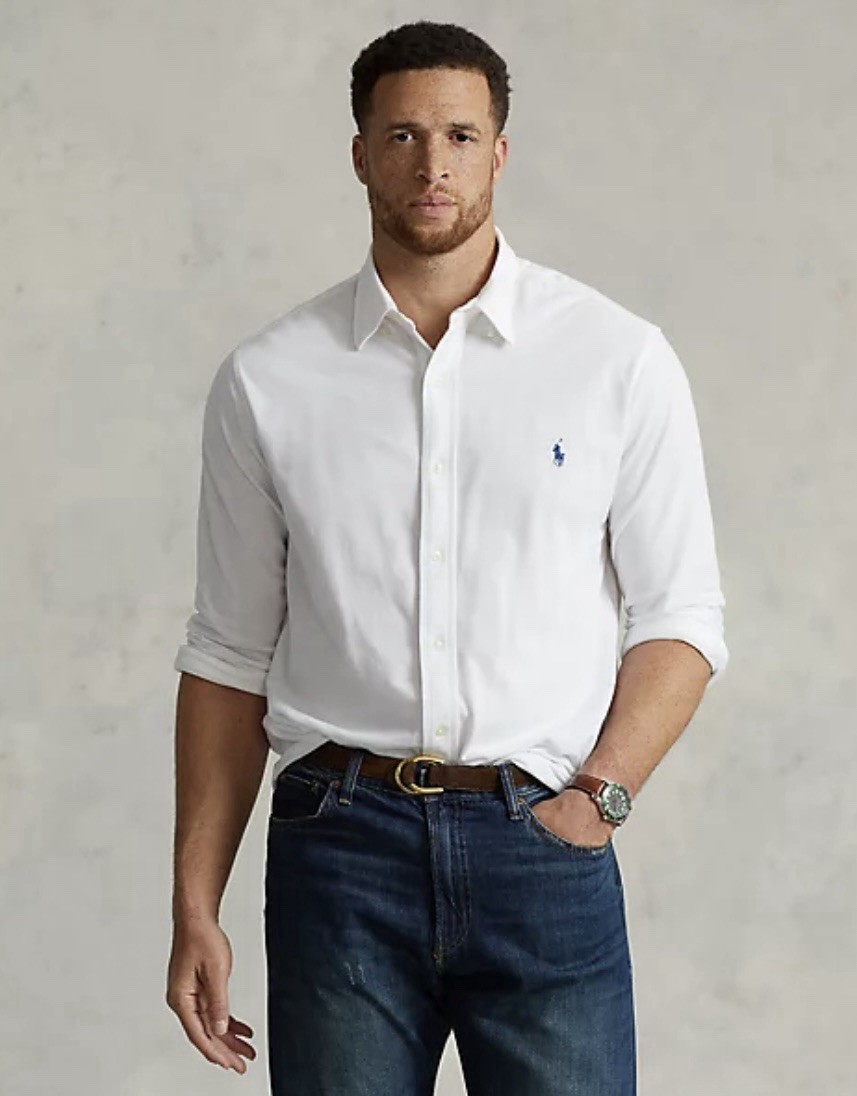 Polo Ralph Lauren Featherweight Button Down Mesh Shirt White Big & Tall Sz 2XB